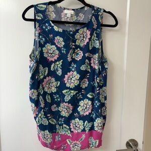 J. Jill Multicolored Floral Print Sleeveless Blouse SZ M